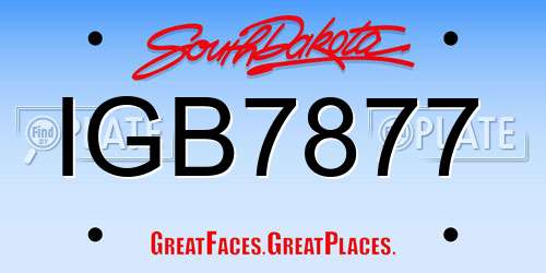 IGB7877 South Dakota License Plate