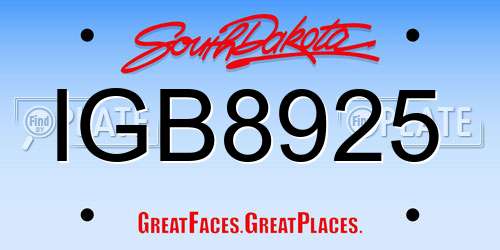 IGB8925 South Dakota License Plate