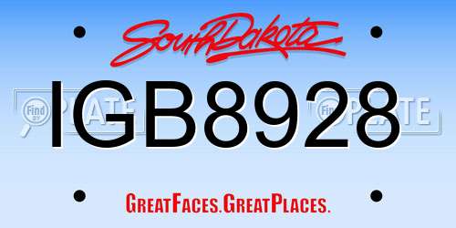 IGB8928 South Dakota License Plate