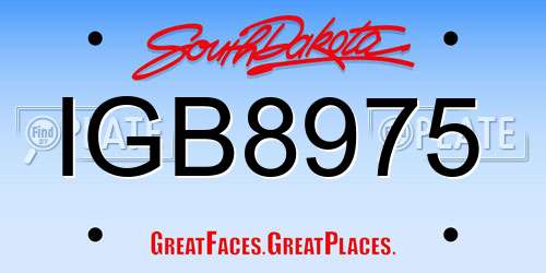 IGB8975 South Dakota License Plate