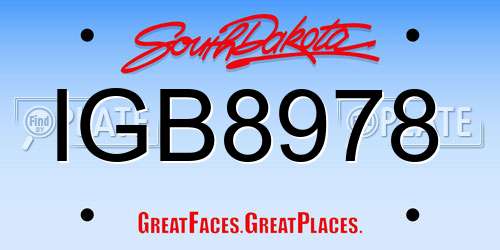 IGB8978 South Dakota License Plate