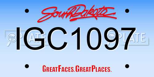 IGC1097 South Dakota License Plate