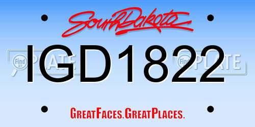 IGD1822 South Dakota License Plate
