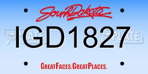 IGD1827 South Dakota License Plate