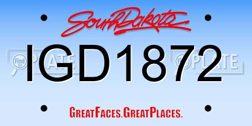 IGD1872 South Dakota License Plate