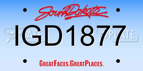 IGD1877 South Dakota License Plate
