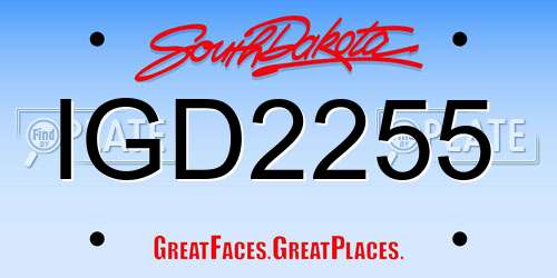 IGD2255 South Dakota License Plate