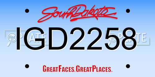 IGD2258 South Dakota License Plate