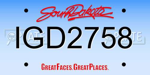 IGD2758 South Dakota License Plate
