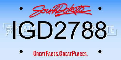 IGD2788 South Dakota License Plate