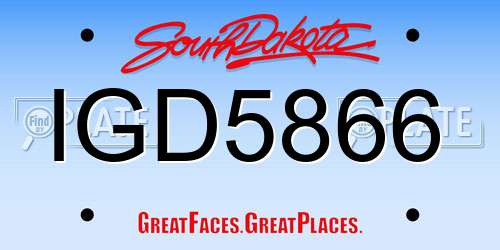 IGD5866 South Dakota License Plate