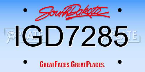 IGD7285 South Dakota License Plate