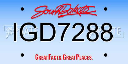 IGD7288 South Dakota License Plate