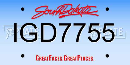 IGD7755 South Dakota License Plate