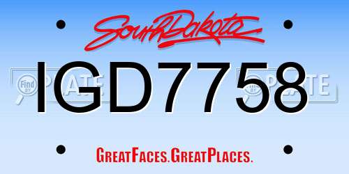 IGD7758 South Dakota License Plate