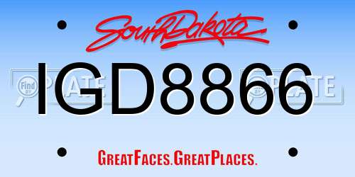 IGD8866 South Dakota License Plate