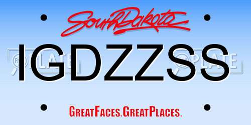 IGDZZSS South Dakota License Plate