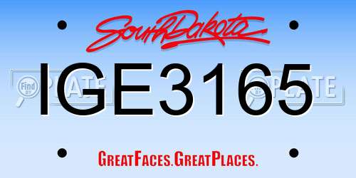 IGE3165 South Dakota License Plate