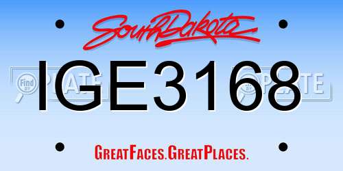IGE3168 South Dakota License Plate