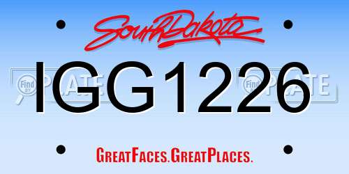 IGG1226 South Dakota License Plate
