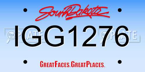 IGG1276 South Dakota License Plate