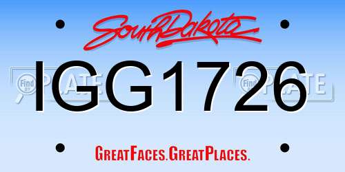 IGG1726 South Dakota License Plate