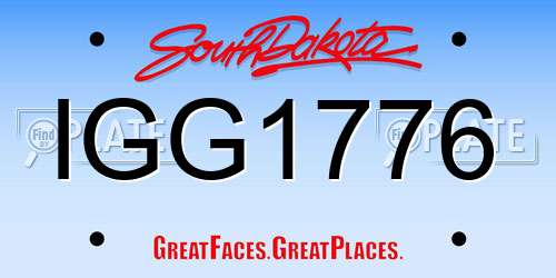 IGG1776 South Dakota License Plate