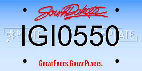 IGI0550 South Dakota License Plate