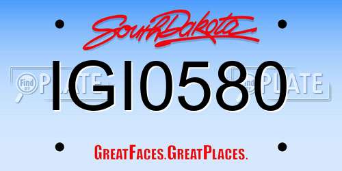 IGI0580 South Dakota License Plate