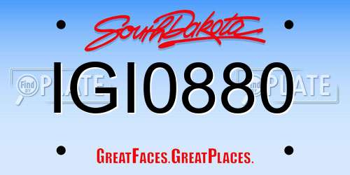 IGI0880 South Dakota License Plate