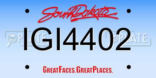 IGI4402 South Dakota License Plate
