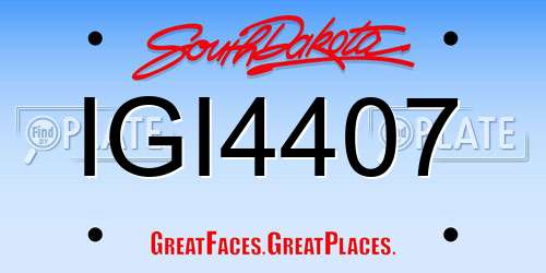 IGI4407 South Dakota License Plate