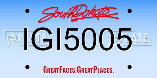 IGI5005 South Dakota License Plate