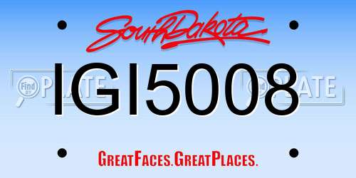 IGI5008 South Dakota License Plate