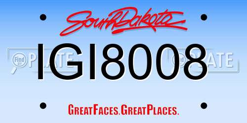 IGI8008 South Dakota License Plate