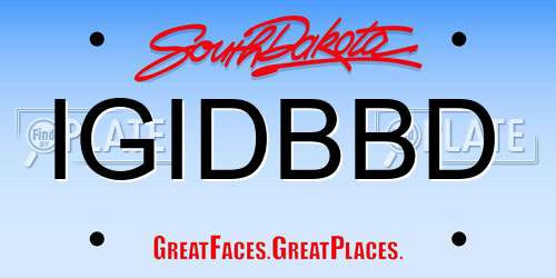 IGIDBBD South Dakota License Plate