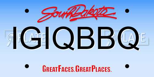 IGIQBBQ South Dakota License Plate
