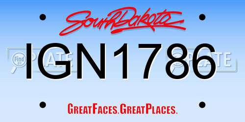 IGN1786 South Dakota License Plate