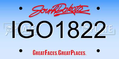 IGO1822 South Dakota License Plate