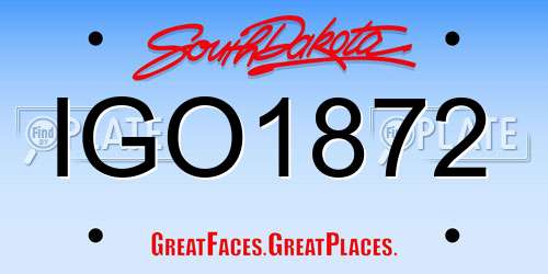 IGO1872 South Dakota License Plate
