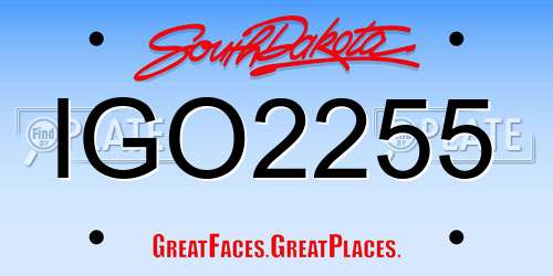 IGO2255 South Dakota License Plate