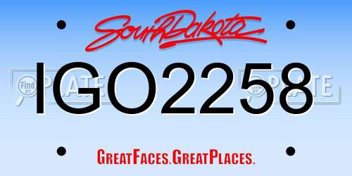 IGO2258 South Dakota License Plate