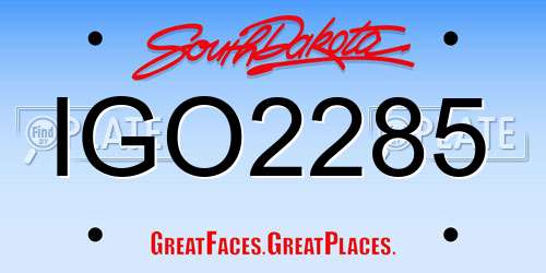 IGO2285 South Dakota License Plate