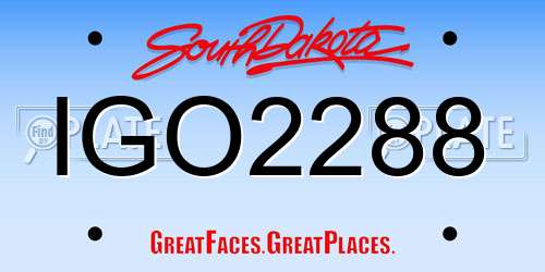 IGO2288 South Dakota License Plate