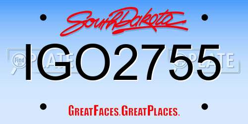 IGO2755 South Dakota License Plate