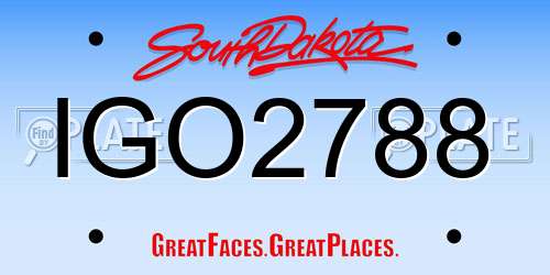 IGO2788 South Dakota License Plate