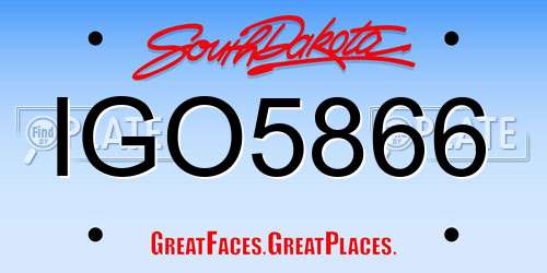 IGO5866 South Dakota License Plate