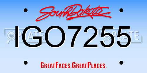 IGO7255 South Dakota License Plate