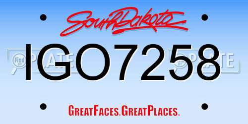 IGO7258 South Dakota License Plate