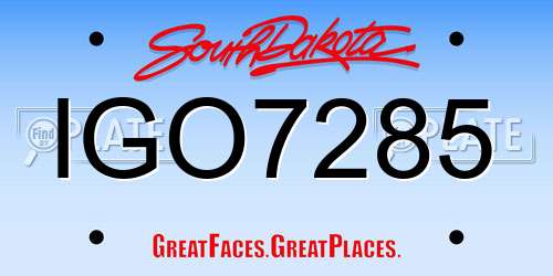 IGO7285 South Dakota License Plate